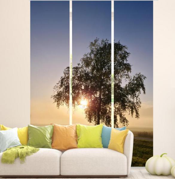 Nebelherbst Flächenvorhang - 3teiliges Set Flächenvorhang 3er Set, Schiebegardine, Schiebegardinen, blickdicht, Flächenvorhang blickdicht, Schiebevorhang,